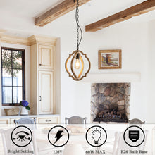 Load image into Gallery viewer, Farmhouse Chandelier, Retro Country Dining Room Lamp, Solid Wood Chandelier for Living room, Foyer and Dining room, Bulb Not Included