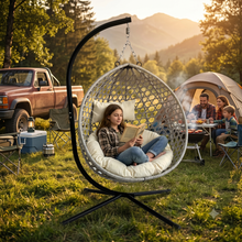 Load image into Gallery viewer, Double Hanging Egg Chair wth Stand, Patio Hammock Swing Chair with Cushion Loveseat for Bedroom, Balcony, Garden, Indoor, Outdoor,(Grey)