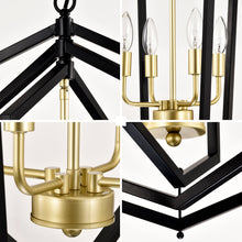 Load image into Gallery viewer, 12-Light Lantern Tired Farmhouse Ceiling Hanging Light Black Chandelier Metal Modern Pendant Light Fixtures for Kitchen Island Dining Room Living Room Foyer Entryway(E12 Bulbs Not Included)
