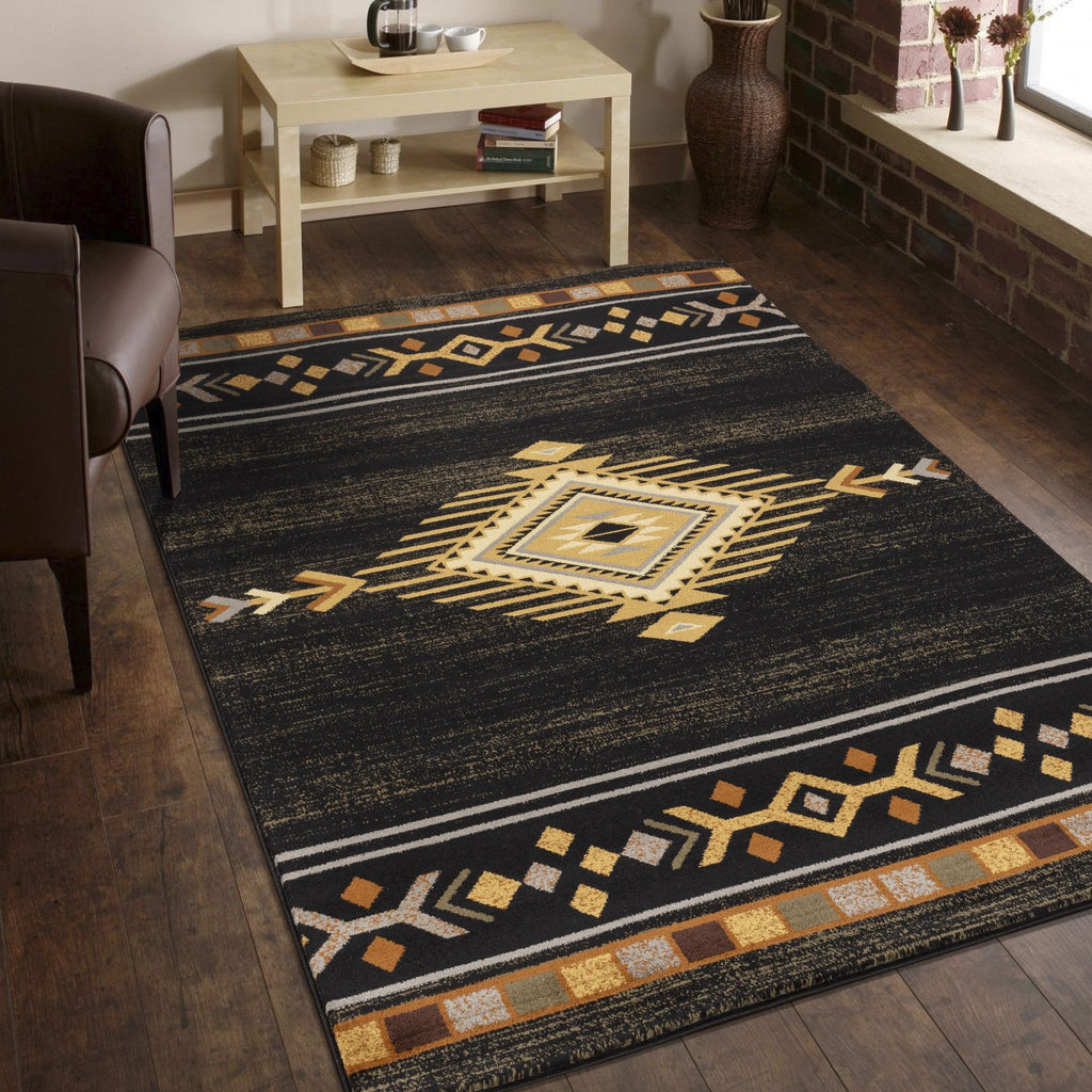 Tribes GC_YLS4001 Black 2 ft. x 3 ft. Southwest Area Rug