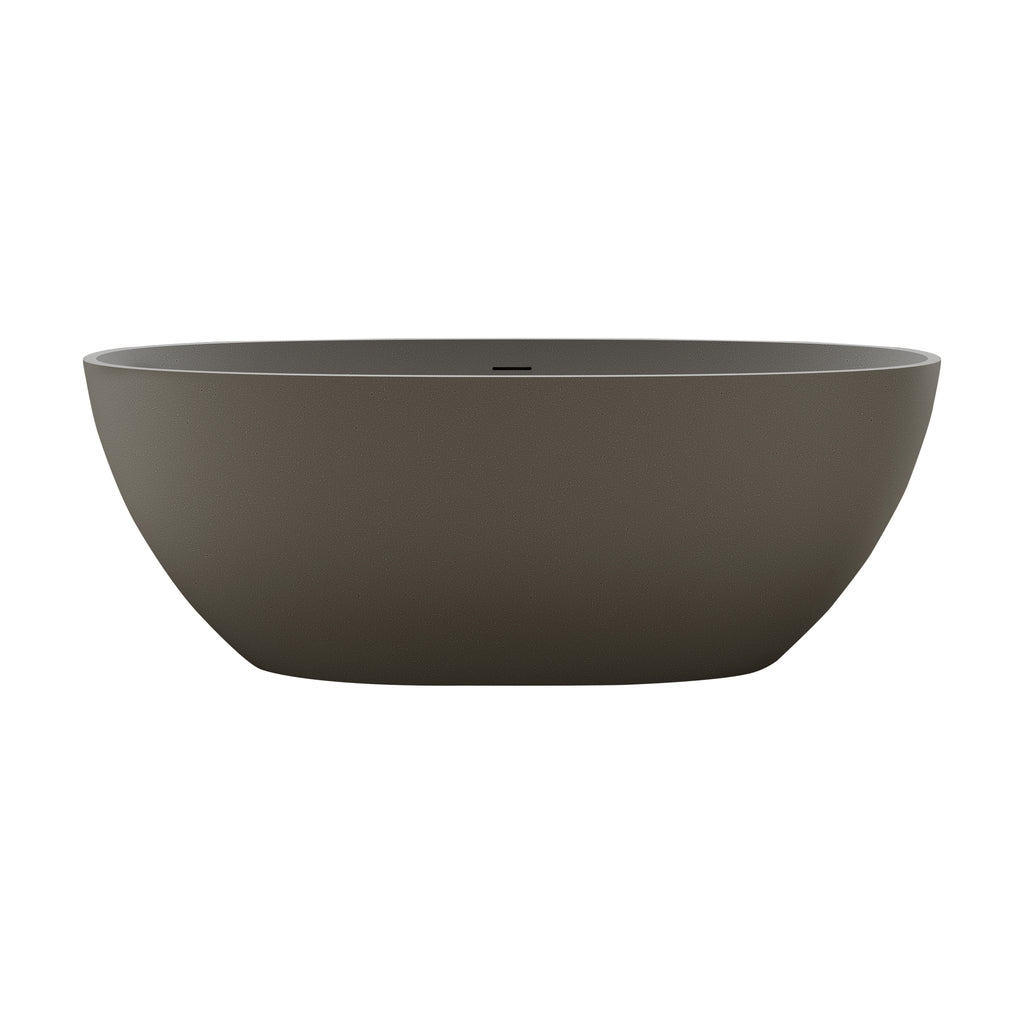 67'' Freestanding Bathtub Resin Stone Soaking Bathtub Solid Surface Modern Tubs with Overflow and Pop-up Drain