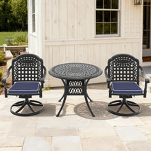 Load image into Gallery viewer, Ø35.43-inch Cast Aluminum Patio Dining Table With Black Frame and Umbrella Hole (same sku: W171084475,W1710P497717)
