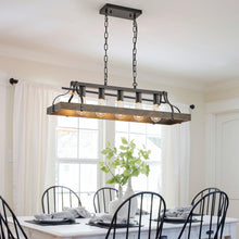 Load image into Gallery viewer, 34-Inch Black Gold Vintage Pendant Light, 5 E26 Bulb Sockets, Adjustable Chain Height – Antique Style Chandelier for Dining Room, Kitchen, or Living Room (Bulb Not Included)