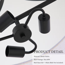 Load image into Gallery viewer, Modern 3-Light Fabric Pendant Light, Black Adjustable Drum Chandelier, Matte Black Fabric Shade Ceiling Light Fixture for Dining Room Living Room Bedroom