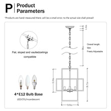 Load image into Gallery viewer, 4-Light Metal Lantern Tiered Pendant Hanging Light Fixtures, Industrial Farmhouse Adjustable Height  Chandeliers for Dining Room Hallway Foyer Entryway--Matte Black &amp; Gold (E12 Bulbs Not Included)
