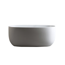 Load image into Gallery viewer, 47'' Independent solid surface resin stone bathtub, a modern designed independent bathtub with pop-up drainage and overflow pipes, suitable for small households