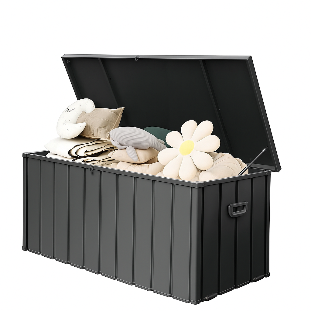 200 Gallon Outdoor Storage Deck Box Waterproof, Large Patio Storage Bin for Outside Cushions, Throw Pillows, Garden Tools, Lockable (Dark Brown)
