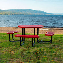 Load image into Gallery viewer, Red Round Table &amp; Chair Set with Umbrella Hole