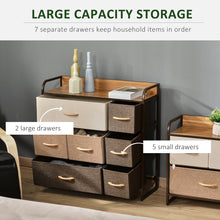 Load image into Gallery viewer, HOMCOM 7-Drawer Dresser, Fabric Drawers, 3-Tier Storage Organizer for Bedroom Entryway, Tower Unit with Steel Frame Wooden Top, Maple Wood