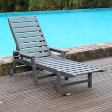 Load image into Gallery viewer, HDPE Chaise Lounge Chair Outdoor, Pool Lounge Chairs with 4-Position Adjustable Backrest, Supports Up to 360 LBS for Patio Poolside Deck Beach Backyard (black)