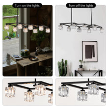 Load image into Gallery viewer, Matte Black Crystal  Chandelier for Dining Room, 8-Light Kitchen Chandelier Light Fixture Modern Metal Industrial  Chandeliers for Farmhouse Entryway Living Room (8*G9 Bulbs Included)