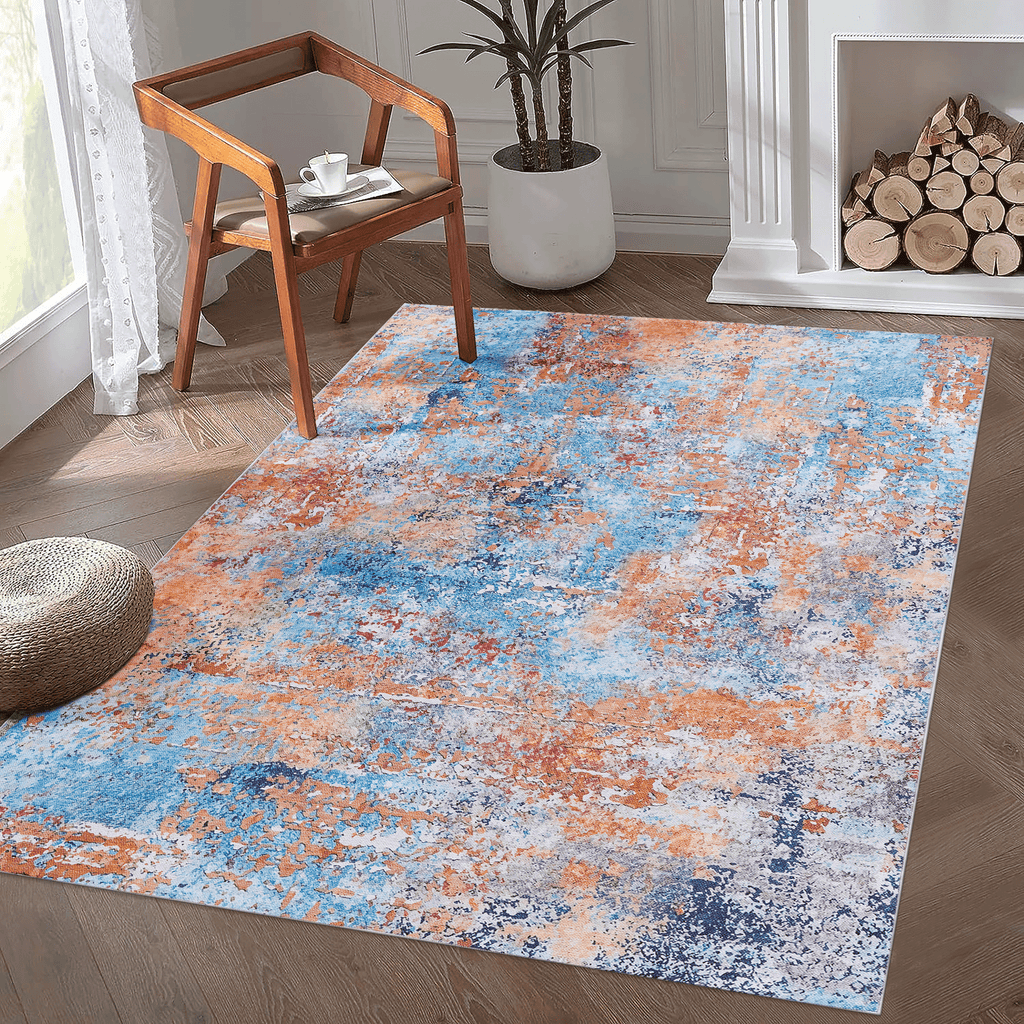 MAVAL Multi Washable Rug 2' x 3' Doormat Rug (Multi, 2' x 3') Modern, Contemporary, Non-Shedding & Easy to Clean, Ideal for Living Room, Bedroom, Dining Space, 36*24 inch