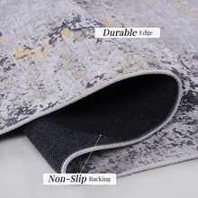 Load image into Gallery viewer, MAVAL Gold Washable Rug 2' x 3' Doormat Rug (Gray+Gold, 2' x 3') Modern, Contemporary, Non-Shedding &amp; Easy to Clean, Ideal for Living Room, Bedroom, Dining Space, 36*24 inch