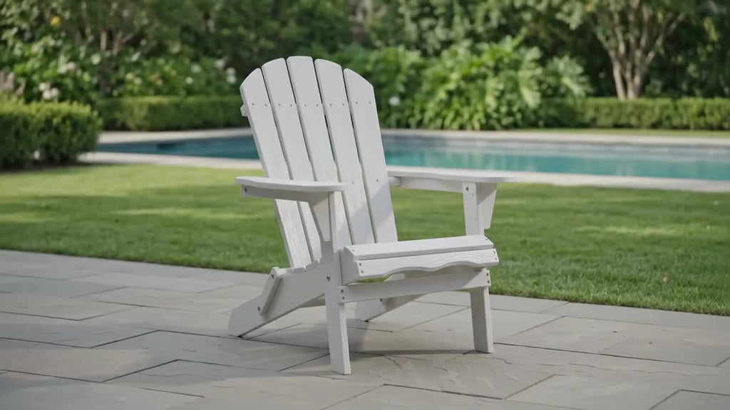 Wood Lounge Patio Chair for Garden Outdoor Wooden Folding Embossed Adirondack Chair Solid Wood Lounge Patio Chair with Wood Grain