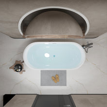 Load image into Gallery viewer, 59"Linear AcrylicFreestanding Bathtub Stand Alone Soaker Tub, Glossy White Acrylic, POP-UP Chrome Drain, cUPC Certified