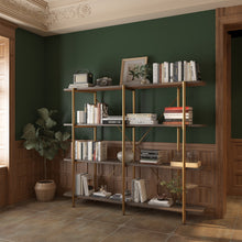 Load image into Gallery viewer, 74.6 inch Stainless Steel Storage Rack, Solid Wood Partition Storage Shelf