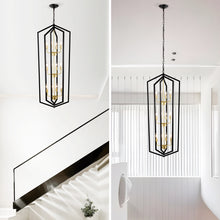 Load image into Gallery viewer, 12-Light Lantern Tired Farmhouse Ceiling Hanging Light Black Chandelier Metal Modern Pendant Light Fixtures for Kitchen Island Dining Room Living Room Foyer Entryway(E12 Bulbs Not Included)