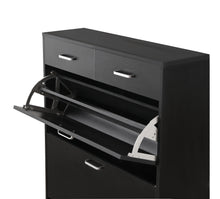 Load image into Gallery viewer, Large size Shoe Cabinet,Free Standing Tipping Bucket Shoe Rack Organizer with 2 Flip Drawers&amp;2 Drawer,Modern Tipping Bucket for Entryway,Hallway,Bedroom-black