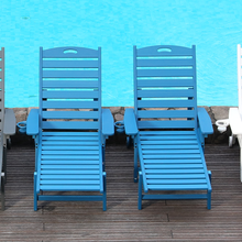 Load image into Gallery viewer, HDPE Chaise Lounge Chair Outdoor, Pool Lounge Chairs with 4-Position Adjustable Backrest, Supports Up to 360 LBS for Patio Poolside Deck Beach Backyard (black)