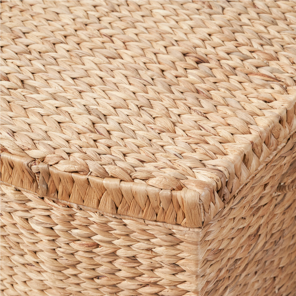 Ludmilla Rectangular Curve Water Hyacinth Woven Wicker Trunk with Handles - 26" x 19" x 14" - Natural Brown - For Clothes, Toys, Magazines and Book Storage
