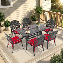 Load image into Gallery viewer, L58.27*W34.65-inch Cast Aluminum Patio Dining Table With Black Frame and Umbrella Hole (same sku: W171084481)