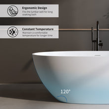 Load image into Gallery viewer, 70.8″Solid Surface Matte Tub, Solid Surface Soaking Tub, Stone Resin Freestanding Bathtub, Thick Edge Stand Alone Tubs with Overflow, Pop-up Drain, Matte White (Oval)