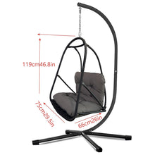 Load image into Gallery viewer, Swing Egg Chair with Stand Indoor Outdoor Wicker Rattan Patio Basket Hanging Chair with C Type bracket , with cushion and pillow,Patio Wicker folding Hanging Chair( Special construction cup holder