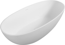 Load image into Gallery viewer, 65" Freestanding Solid Surface Bathtub, Luxury Handcrafted Stone Resin Freestanding Soaking Bathtub with Overflow and Pop-up Drain, Matte White 24S06-65MW