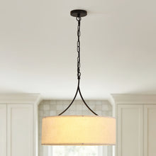 Load image into Gallery viewer, Modern 3-Light Fabric Pendant Light, Black Adjustable Drum Chandelier, Matte Black Fabric Shade Ceiling Light Fixture for Dining Room Living Room Bedroom