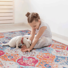 Load image into Gallery viewer, MAVAL Cream Washable Rug 5x8 Area Rug (Cream, 5' x 8') Modern, Contemporary, Non-Shedding &amp; Easy to Clean, Ideal for Living Room, Bedroom, Dining Space, 96*60 inch