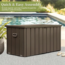 Load image into Gallery viewer, 160 Gallon Outdoor Storage Deck Box Waterproof, Large Patio Storage Bin for Outside Cushions, Throw Pillows, Garden Tools, Lockable (Dark Brown)