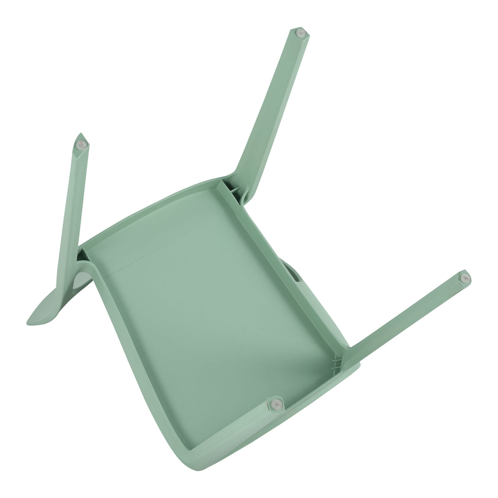 Summer - Haze Green Polypropylene Single-Side Chair - One-Piece Design for Indoor & Outdoor Use,suitable for living rooms, dining rooms, gardens, terraces and other scenarios  (Set of 4)