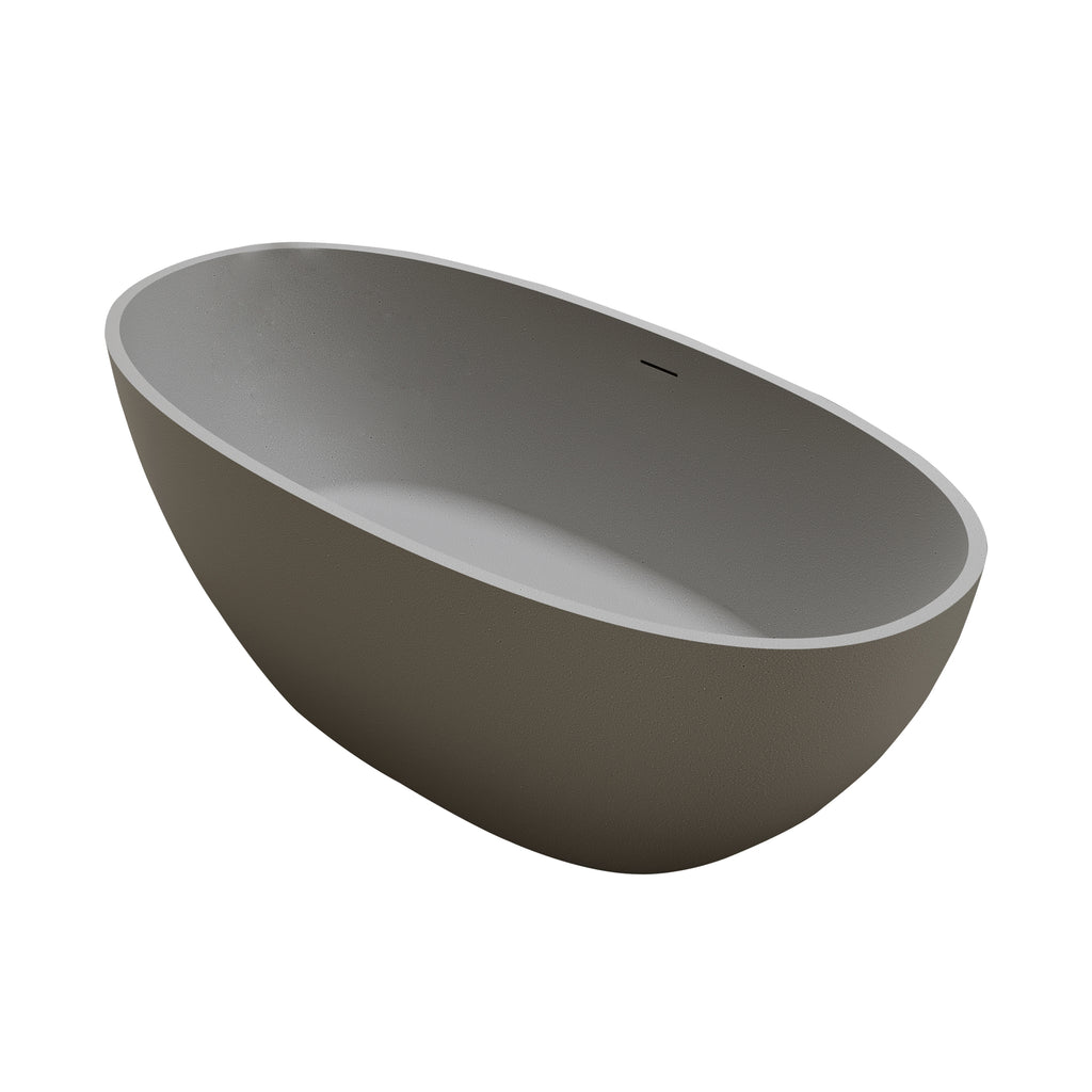 67'' Freestanding Bathtub Resin Stone Soaking Bathtub Solid Surface Modern Tubs with Overflow and Pop-up Drain