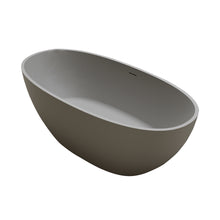 Load image into Gallery viewer, 67'' Freestanding Bathtub Resin Stone Soaking Bathtub Solid Surface Modern Tubs with Overflow and Pop-up Drain