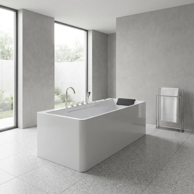 67-inch single-person luxury whirlpool bathtub, equipped with multiple sets of massage nozzles, featuring a dazzling light therapy atmosphere, and certified with precision craftsmanship accessories