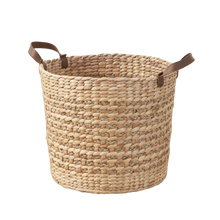 Load image into Gallery viewer, Ludmilla Round Tall Water Hyacinth Woven Wicker Laundry Hamper with Lid - For Clothes, Canvas, Toys and Book Storage with Removable Liner - 15" x 15" x 20" - Natural Brown