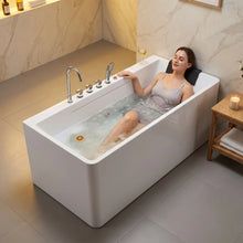 Load image into Gallery viewer, 67-inch single-person luxury whirlpool bathtub, equipped with multiple sets of massage nozzles, featuring a dazzling light therapy atmosphere, and certified with precision craftsmanship accessories