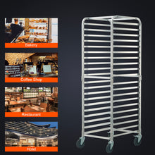 Load image into Gallery viewer, Bun Pan Rack, 20-Tier Commercial Bakery Racks with Brake Wheels, Aluminum Racking Trolley Storage for Half &amp; Full Sheet, Speed Rack For Kitchen Home, Bread Baking Equipment, 26"L x 20.4"W x 70"H