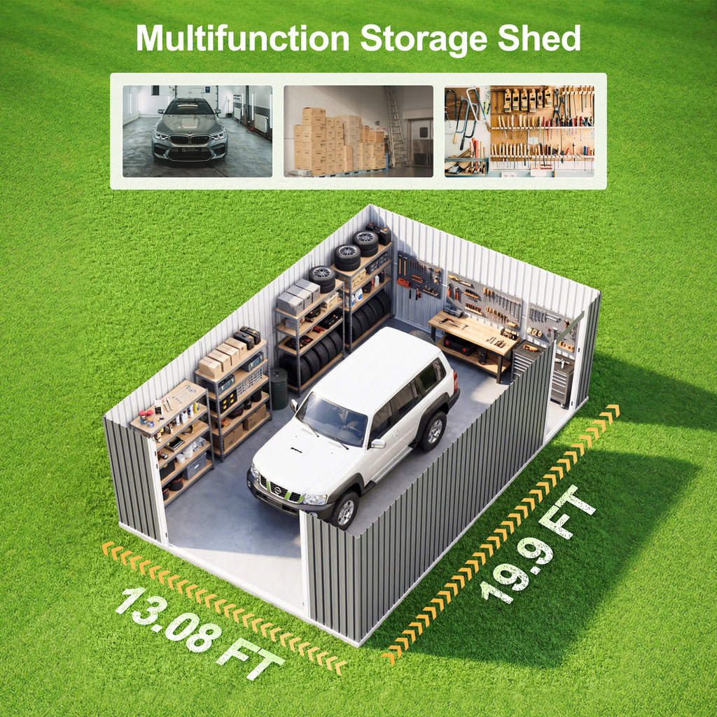 Chery Industrial Heavy-Duty Metal Garage Shed 20'x13'
