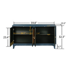 Load image into Gallery viewer, Handcrafted Premium Grain Panels,Rattan Sideboard Buffer Cabinet,Accent Storage Cabinet With 4 Rattan Doors, Modern Storage Cupboard Console Table with Adjustable Shelves for Living Room ,BLUE