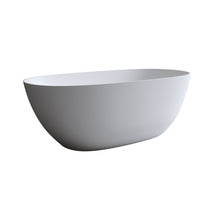 Load image into Gallery viewer, 61'' Freestanding Bathtub Resin Stone Soaking Bathtub Solid Surface Modern Tubs with Overflow and Pop-up Drain in White