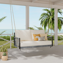 Load image into Gallery viewer, TREXM 1-Piece Woven Rope Outdoor Swing Sofa with Soft Cushions Seating 2 for Patio, Courtyard and Balcony (Beige)