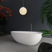 Load image into Gallery viewer, 65 inch freestanding solid surface soaking bathtub for bathroom