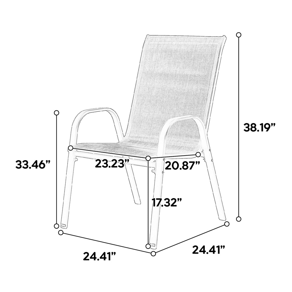 4 Piece Patio Chairs, Outdoor Camping Chairs with Breathable Textilene Fabric, Set of 4 Garden Chairs with Armrest High Backrest for Garden Patio Pool Beach Yard Space Saving ( Grey)