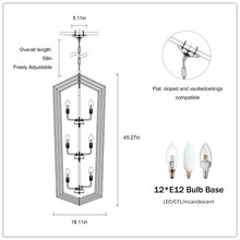 Load image into Gallery viewer, 12-Light Lantern Tired Farmhouse Ceiling Hanging Light Black Chandelier Metal Modern Pendant Light Fixtures for Kitchen Island Dining Room Living Room Foyer Entryway(E12 Bulbs Not Included)