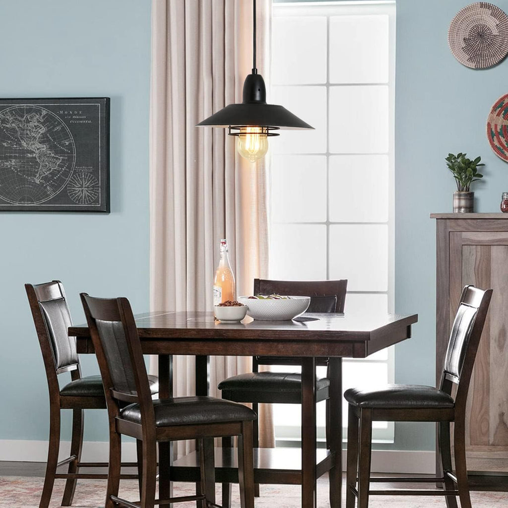 Farmhouse Vintage Pendant Light Black Fixture Pendant Lights with Spring Frame Adjustable Metal Hanging Lamp for Kitchen Island Dining Room Bedroom Living Room Barn Entryy, E26