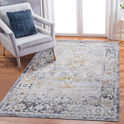 PAYAS Collection 7.9X10. Ivory / Grey / Traditional Area Rug Modern, Contemporary, Non-Shedding & Easy to Clean, Ideal for Living Room, Bedroom, Dining Space, 120*93 inch