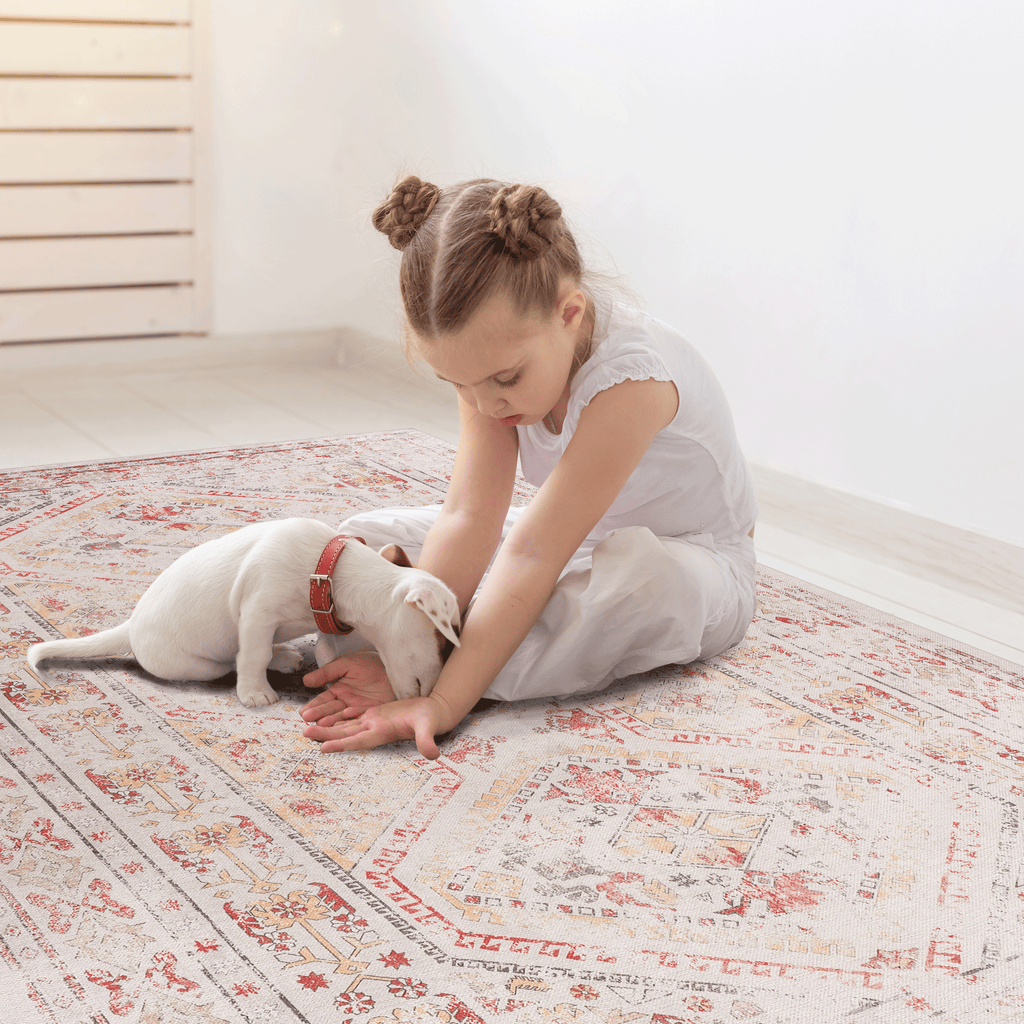 MAVAL Beige Washable Rug 2'6'' x 10' Runner Rug (Beige, 2'6'' x 10') Modern, Contemporary, Non-Shedding & Easy to Clean, Ideal for Living Room, Bedroom, Dining Space, 120*30 inch
