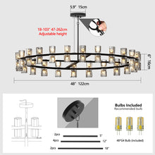 Load image into Gallery viewer, (L005030-D48-P48B/W1340P310779)48 Inches Luxury Chandeliers Crystal Living Room Decorative Lights Simple Modern Dining Room LED Lighting,for Home Decor (Bulbs Included) Black
