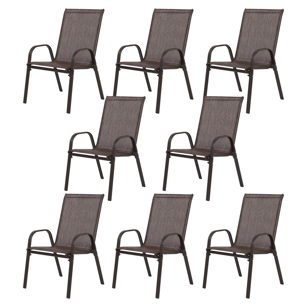4 Piece Patio Chairs, Outdoor Camping Chairs with Breathable Textilene Fabric, Set of 4 Garden Chairs with Armrest High Backrest for Garden Patio Pool Beach Yard Space Saving ( Grey)